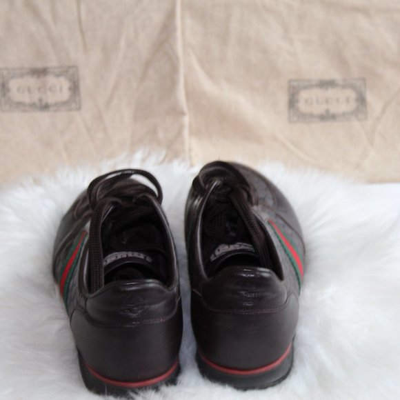 Authentic Gucci Lace-Up Sneaker/Brown, Green & Red Color - Picture 3 of 5